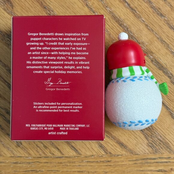 Hallmark Keepsake Ornament Baseball Snowman Personalize 2020 - Picture 3 of 9